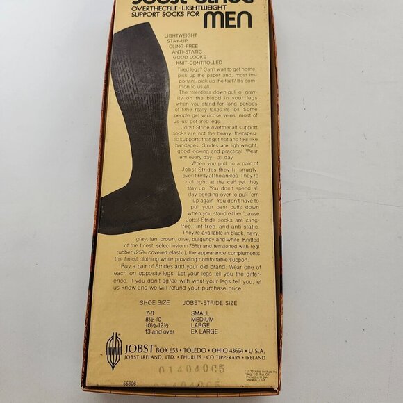 VINTAGE JOBST STRIDE Over the Calf Support Socks For Men BNIP Lightweight 1975 - Picture 6 of 6